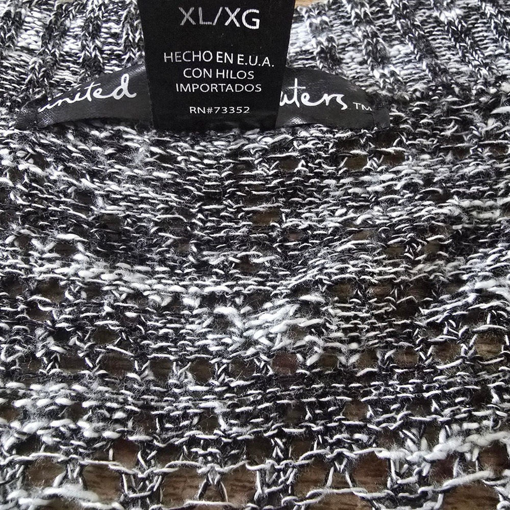 United States Sweaters Womens XL Black White Marled Open‎ Front Cardigan - Picture 3 of 6